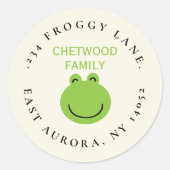 Étiquette d'adresse de retour ronde de grenouille  (Devant)
