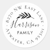 Étiquette d'adresse de retour ronde de la branche (Devant)