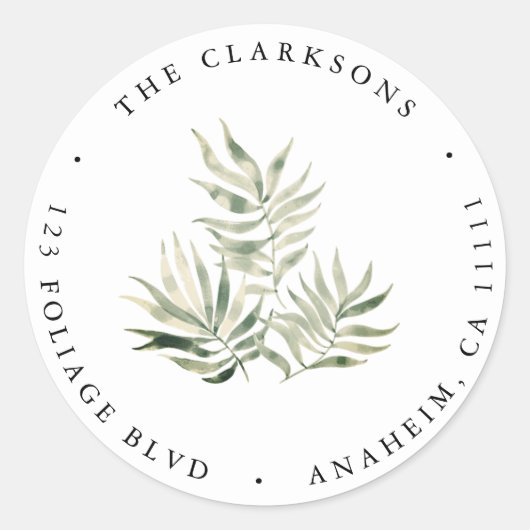 Étiquette d'adresse de retour ronde des Feuilles t (Devant)