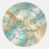 Étiquette d'adresse de retour ronde en marbre d'Aq (Devant)