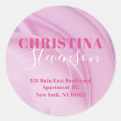 Étiquette d'adresse de retour ronde rose Abstraite (Devant)