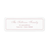 Étiquette d'adresse de retour rose blanc simple él (Devant)