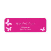 Étiquette d'adresse de retour rose chaud papillon (Devant)