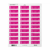 Étiquette d'adresse de retour rose chaud papillon (Feuille entière)