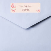 Étiquette d'adresse de retour rose doré papillon