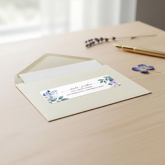 Étiquette d'adresse de retour rose et bleu poussié