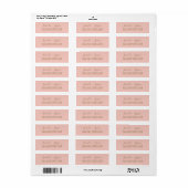 Étiquette d'adresse de retour rose et or Script Él (Feuille entière)