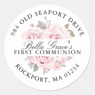 Étiquette d'adresse de retour rose florale pour la