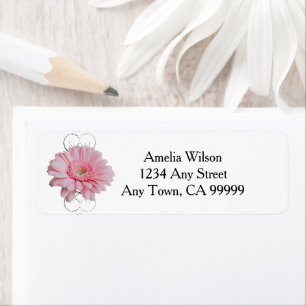 Étiquette d'adresse de retour rose Gerber Daisy