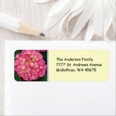 Étiquette d'adresse de retour rose Hydrangea (En situation)