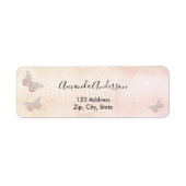 Étiquette d'adresse de retour rose papillon rose (Devant)