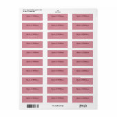Étiquette d'adresse de retour rose poudrée minimal (Feuille entière)