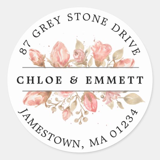 Étiquette d'adresse de retour rose rustique (Devant)