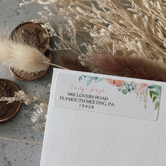 Étiquette d'adresse de retour rose tropicale