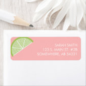 Étiquette d'adresse de retour rose vert citron (En situation)