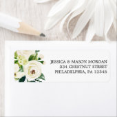 Étiquette d'adresse de retour Roses blanches (En situation)