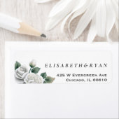 Étiquette d'adresse de retour Roses blanches (En situation)