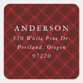 Étiquette d'adresse de retour rouge brossé (Devant)