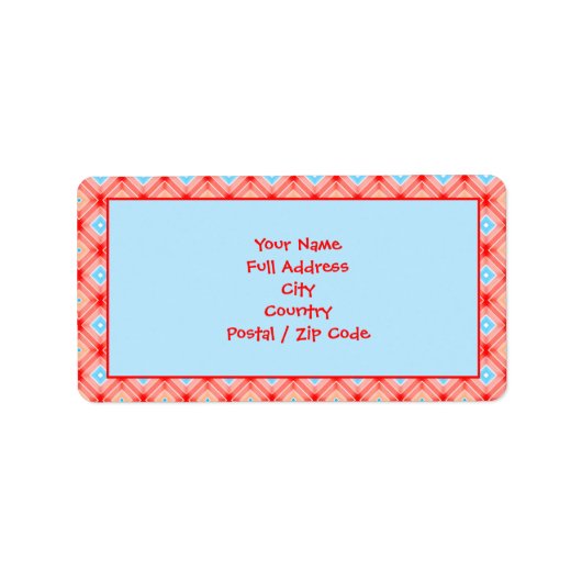 Étiquette d'adresse de retour rouge et bleu Turquo (Devant)