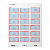 Étiquette d'adresse de retour rouge et bleu Turquo (Feuille entière)