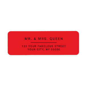 Étiquette d'adresse de retour rouge minimaliste mo