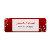 Étiquette d'adresse de retour rouge profond à flor (Devant)