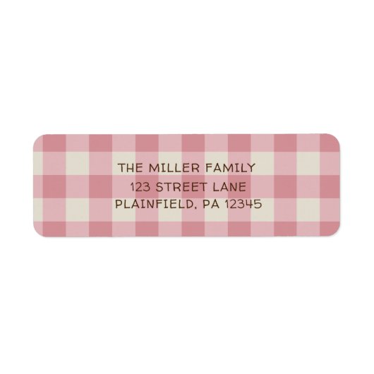 Étiquette d'adresse de retour Rustique rose Buffal (Devant)