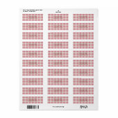 Étiquette d'adresse de retour Rustique rose Buffal (Feuille entière)
