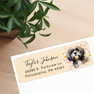 Étiquette d'adresse de retour Shih Tzu