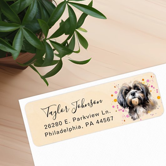 Étiquette d'adresse de retour Shih Tzu