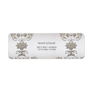 Étiquette d'adresse de retour Silver Gold Floral
