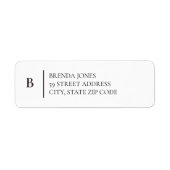 Étiquette d'adresse de retour simple Monogramme (Devant)