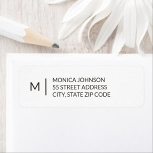 Étiquette d'adresse de retour simple Monogramme