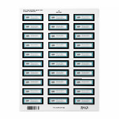 Étiquette d'adresse de retour simple (noir/aqua) (Feuille entière)