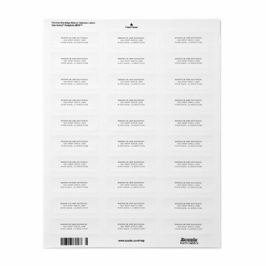 Étiquette d'adresse de retour simple noir et blanc (Feuille entière)