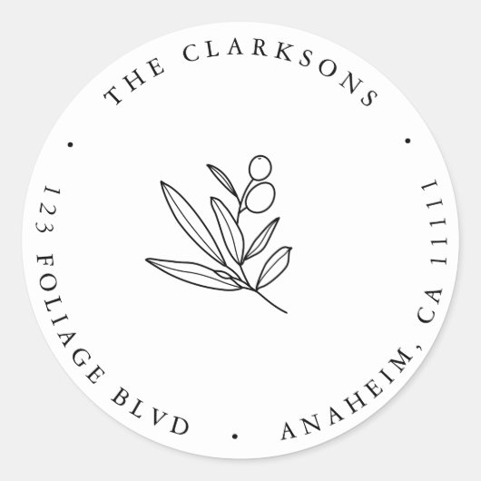 Étiquette d'adresse de retour simple ronde de la b (Devant)