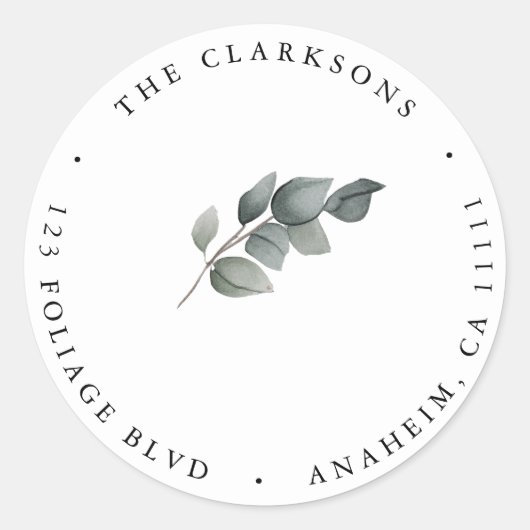 Étiquette d'adresse de retour simple ronde verte (Devant)