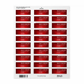 Étiquette d'adresse de retour simple rouge, (Feuille entière)