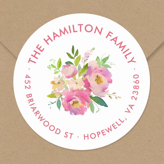 Étiquette d'adresse de retour Spring Garden Round