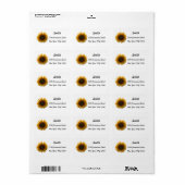 Étiquette d'adresse de retour Tournesol (Feuille entière)