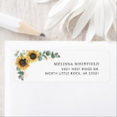 Étiquette d'adresse de retour Tournesol Floral (En situation)