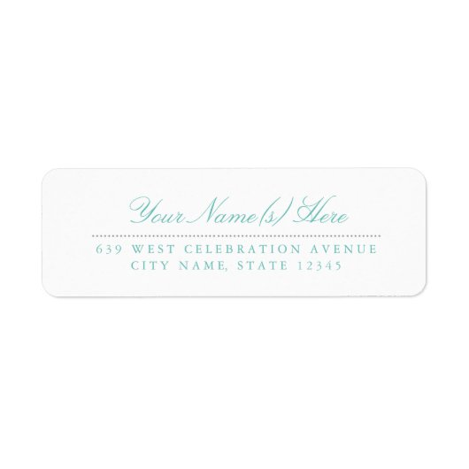Étiquette d'adresse de retour turquoise et gris (Devant)