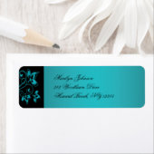 Étiquette d'adresse de retour turquoise et noir Fl (En situation)