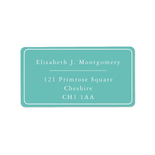 Étiquette d'adresse de retour Turquoise minimalist (Devant)
