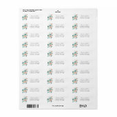 Étiquette d'adresse de retour Turquoise & Rose Blu (Feuille entière)