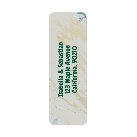 Étiquette d'adresse de retour Vert Sauge & Or Euca (Devant)