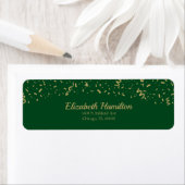 Étiquette d'adresse de retour verte confetti or fe (En situation)