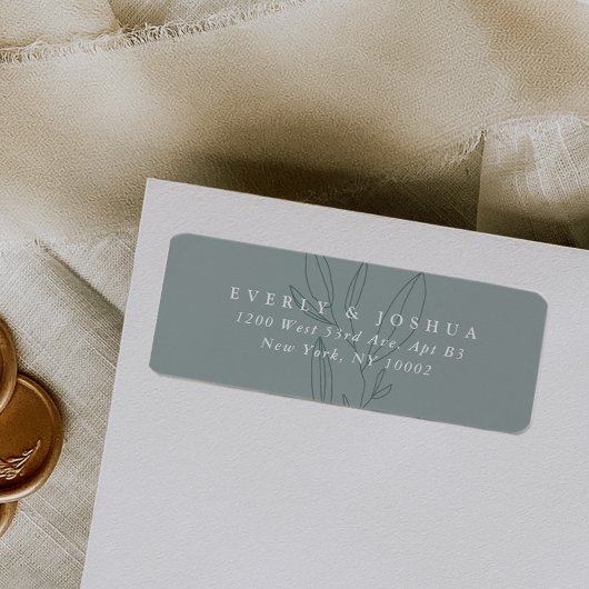 Étiquette d'adresse de retour verte de tige botani