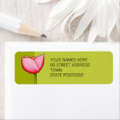 Étiquette d'adresse de retour verte Fleurs simples (En situation)