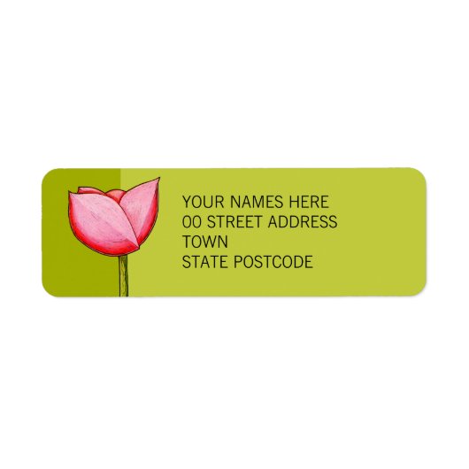 Étiquette d'adresse de retour verte Fleurs simples (Devant)